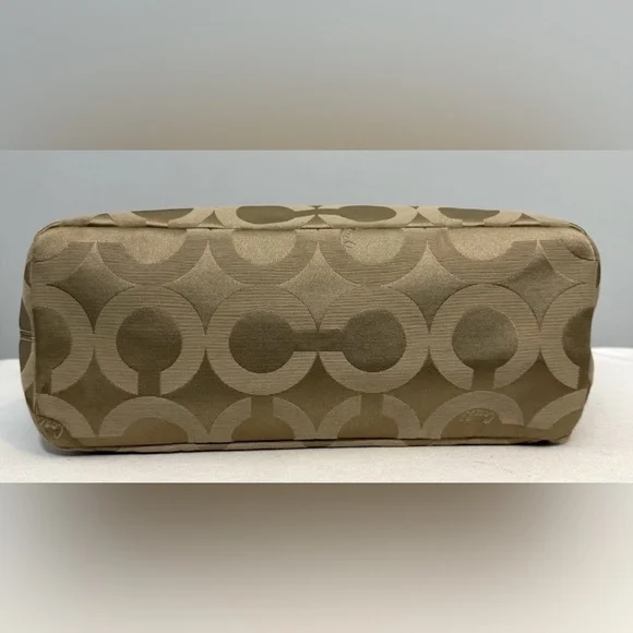 Coach Madison Signature Tan Sateen Canvas Tote with Dark Brown Leather Trim - Picture 8 of 16